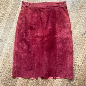 Burgundy Suede Pencil Mini Skirt